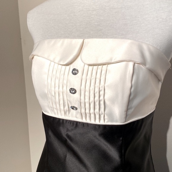 Jessica McClintock for Gunne Sax Vintage  strapless mini tuxedo dress size 7 - Picture 4 of 11